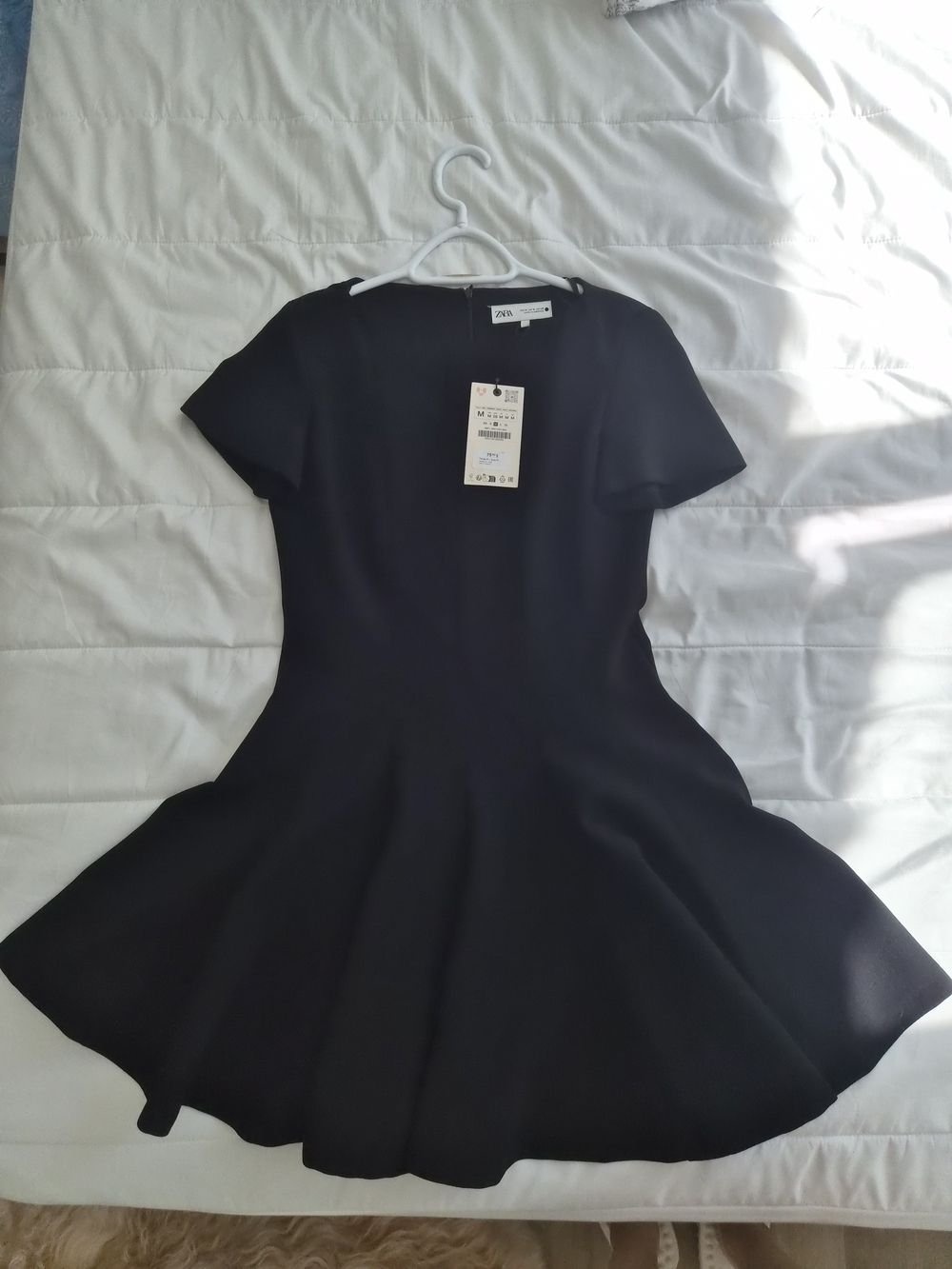 Zara Black Short-Sleeve Fit & Flare Dress